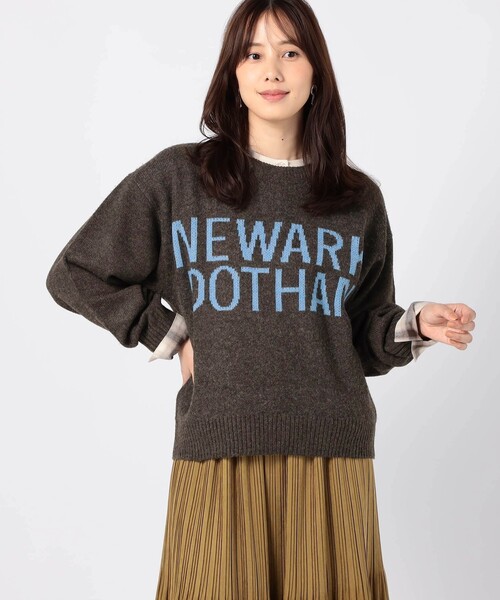 Grand PARK(グランドパーク)の「ジャガードロゴニット(ニット/セーター・レディース・パープル/オフホワイト/ライトグレー/ダークブラウン/レッド/グリーン・FREE)」の4枚目の写真