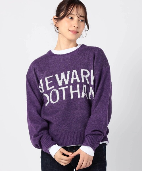Grand PARK(グランドパーク)の「ジャガードロゴニット(ニット/セーター・レディース・パープル/オフホワイト/ライトグレー/ダークブラウン/レッド/グリーン・FREE)」の6枚目の写真