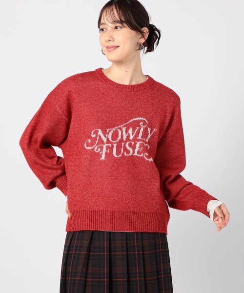 Grand PARK(グランドパーク)の「ジャガードロゴニット(ニット/セーター・レディース・パープル/オフホワイト/ライトグレー/ダークブラウン/レッド/グリーン・FREE)」の1枚目の写真