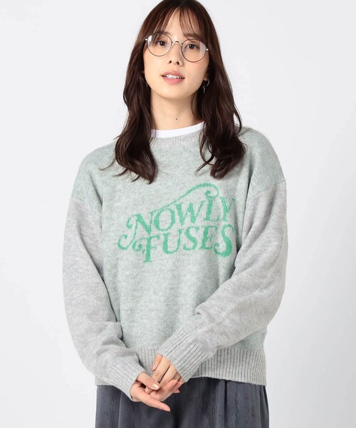 Grand PARK(グランドパーク)の「ジャガードロゴニット(ニット/セーター・レディース・パープル/オフホワイト/ライトグレー/ダークブラウン/レッド/グリーン・FREE)」の3枚目の写真