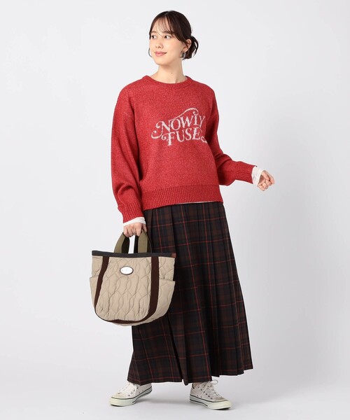 Grand PARK(グランドパーク)の「ジャガードロゴニット(ニット/セーター・レディース・パープル/オフホワイト/ライトグレー/ダークブラウン/レッド/グリーン・FREE)」の7枚目の写真