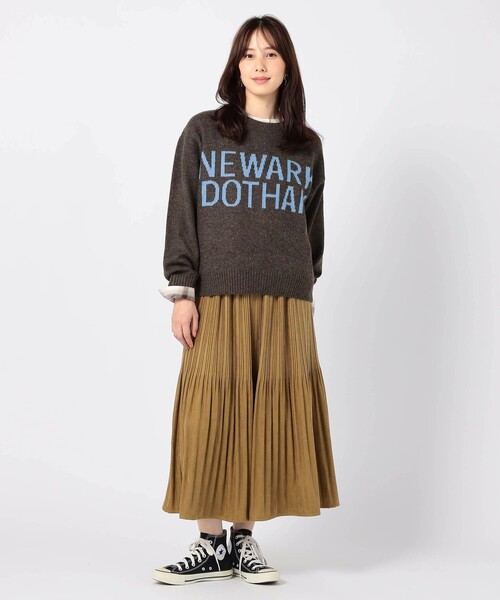 Grand PARK(グランドパーク)の「ジャガードロゴニット(ニット/セーター・レディース・パープル/オフホワイト/ライトグレー/ダークブラウン/レッド/グリーン・FREE)」の8枚目の写真
