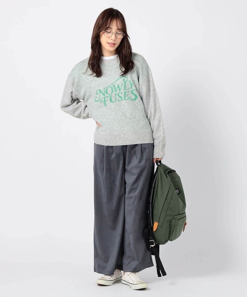 Grand PARK(グランドパーク)の「ジャガードロゴニット(ニット/セーター・レディース・パープル/オフホワイト/ライトグレー/ダークブラウン/レッド/グリーン・FREE)」の9枚目の写真