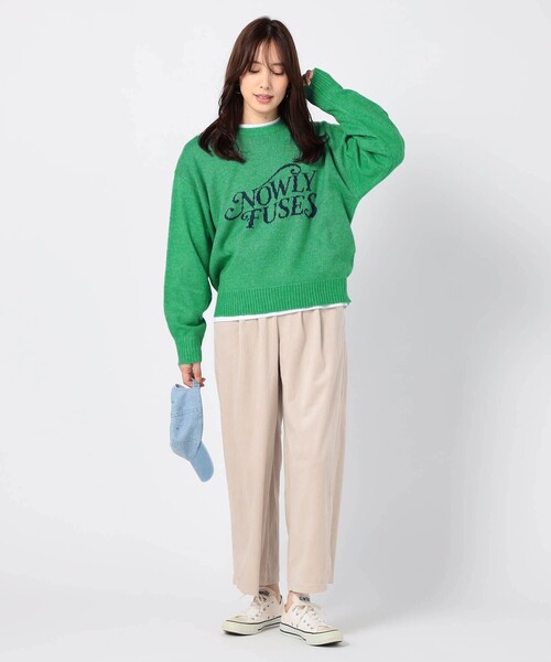 Grand PARK(グランドパーク)の「ジャガードロゴニット(ニット/セーター・レディース・パープル/オフホワイト/ライトグレー/ダークブラウン/レッド/グリーン・FREE)」の11枚目の写真
