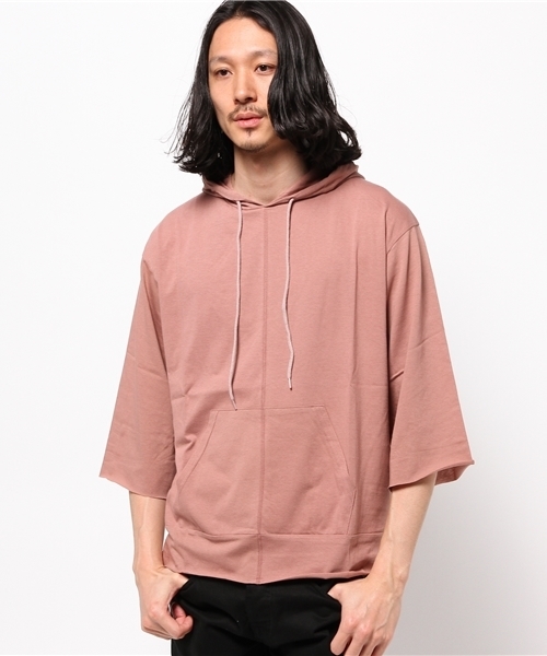 HARE（ハレ）の「カットプルオーバーパーカー８分袖(HARE)（パーカー・メンズ・オフホワイト/ブラック/ピンク・SMALL/MEDIUM）」の15枚目の写真