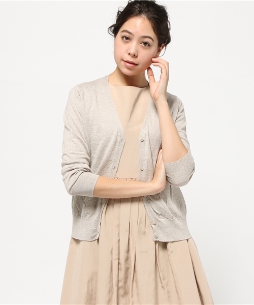 N.（N. Natural Beauty Basic）（エヌエヌナチュラルビューティーベーシック）の「コットンリネン14カーディガン（カーディガン/ボレロ・レディース・ベージュ/ネイビー/ホワイト/レッド・MEDIUM）」の3枚目の写真