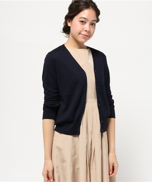 N.（N. Natural Beauty Basic）（エヌエヌナチュラルビューティーベーシック）の「コットンリネン14カーディガン（カーディガン/ボレロ・レディース・ベージュ/ネイビー/ホワイト/レッド・MEDIUM）」の4枚目の写真