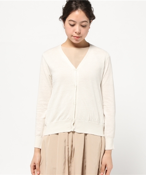 N.（N. Natural Beauty Basic）（エヌエヌナチュラルビューティーベーシック）の「コットンリネン14カーディガン（カーディガン/ボレロ・レディース・ベージュ/ネイビー/ホワイト/レッド・MEDIUM）」の5枚目の写真