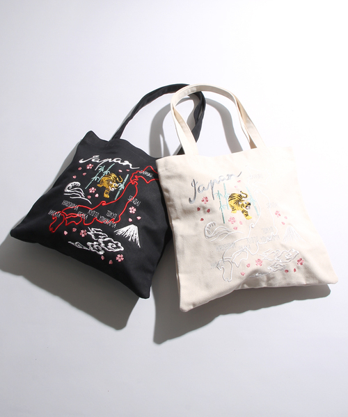 WEGO（ウィゴー）の「WEGO/Japan刺繍トートバッグ（トートバッグ・レディース・ホワイト/ブラック・FREE）」の10枚目の写真