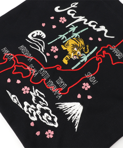WEGO（ウィゴー）の「WEGO/Japan刺繍トートバッグ（トートバッグ・レディース・ホワイト/ブラック・FREE）」の6枚目の写真