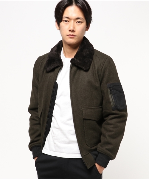SPIEWAK（スピーワック）の「SPIEWAK G-1 BOMBER MELTON WOOL 24 / スピワック（ブルゾン・メンズ・オリーブ・LARGE/X-SMALL/SMALL/MEDIUM）」の4枚目の写真
