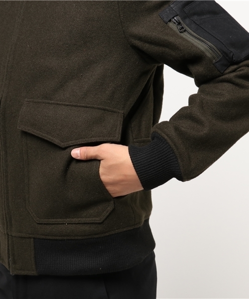 SPIEWAK（スピーワック）の「SPIEWAK G-1 BOMBER MELTON WOOL 24 / スピワック（ブルゾン・メンズ・オリーブ・LARGE/X-SMALL/SMALL/MEDIUM）」の6枚目の写真
