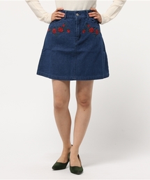 SpRay（スプレイ）の「バラ刺繍デニムミニスカート（デニムスカート