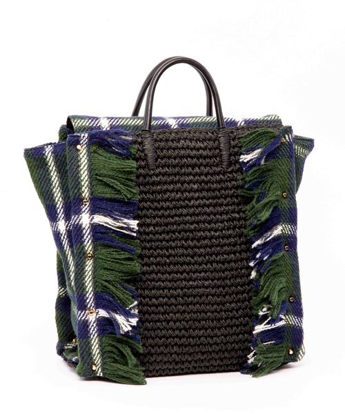 STUDIOUS（ステュディオス）の「【LAUGOA】チェックフリンジトート　Monk/0173-30008   （トートバッグ・レディース・ブラック/グリーン/レッド・FREE）」の4枚目の写真