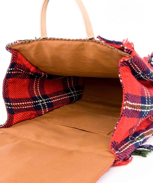STUDIOUS（ステュディオス）の「【LAUGOA】チェックフリンジトート　Monk/0173-30008   （トートバッグ・レディース・ブラック/グリーン/レッド・FREE）」の5枚目の写真