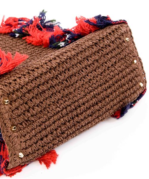 STUDIOUS（ステュディオス）の「【LAUGOA】チェックフリンジトート　Monk/0173-30008   （トートバッグ・レディース・ブラック/グリーン/レッド・FREE）」の8枚目の写真