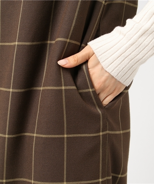 Khaju（カージュ）の「Khaju:グレンチェックノースリーブワンピース（ワンピース・レディース・ベージュ/ブラウン・ONE SIZE）」の8枚目の写真