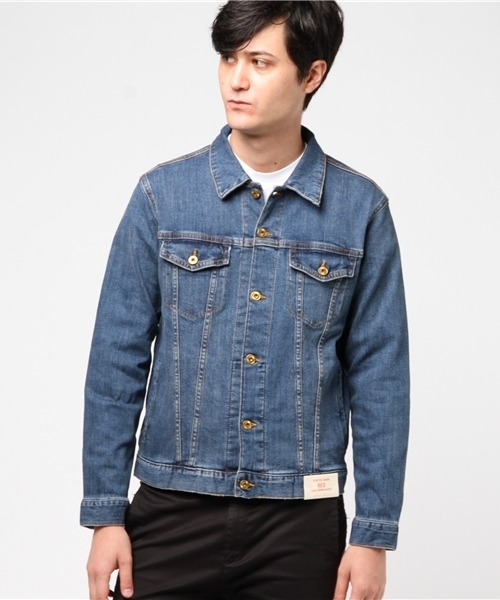 WEGO（ウィゴー）の「WEGO/ストレッチデニムジャケット（デニムジャケット・メンズ・ブラック/ダークインディゴブルー/ライトインディゴブルー・SMALL/MEDIUM/LARGE）」の6枚目の写真