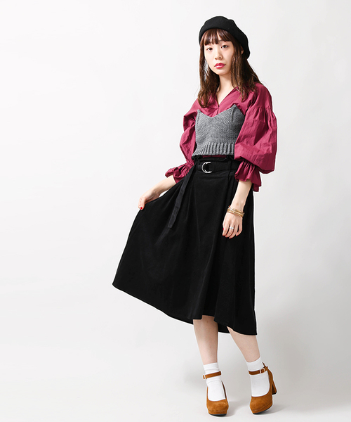 WEGO(ウィゴー)の「WEGO/リングベルトイレヘムミディスカート(スカート・レディース・ブラック/ダークグリーン/ワイン/ブラウン/ライトピンク/ネイビー/ライトベージュ・LARGE/MEDIUM/SMALL)」の17枚目の写真