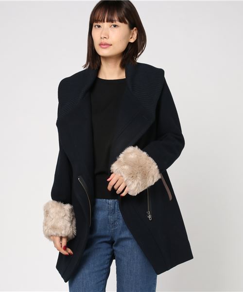 Sric スリック の Sric 衿リブ袖ファーコート その他アウター Wear