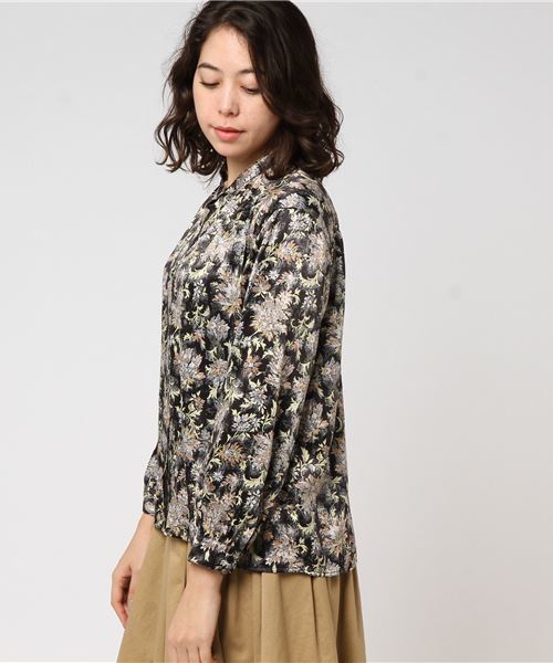laboratory work（ラボラトリーワーク）の「エスニックフラワープリントブラウス（シャツ/ブラウス・レディース・ブラック/ネイビー・MEDIUM）」の6枚目の写真