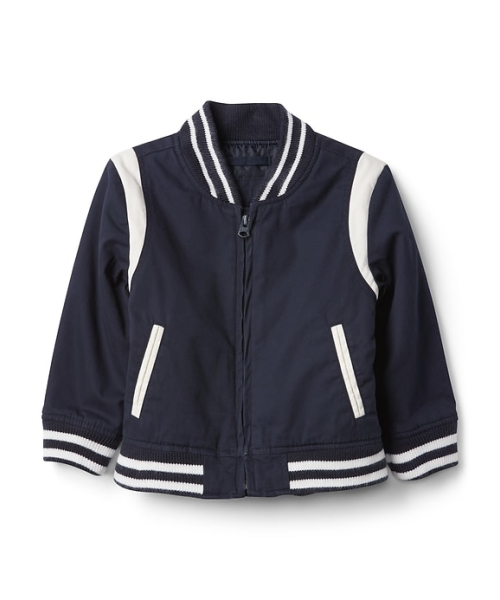 GAP(ギャップ)の「Gap バーシティ ボンバージャケット(その他アウター・キッズ・ネイビー・110cm/105cm/90cm/100cm/80cm/95cm)」の1枚目の写真