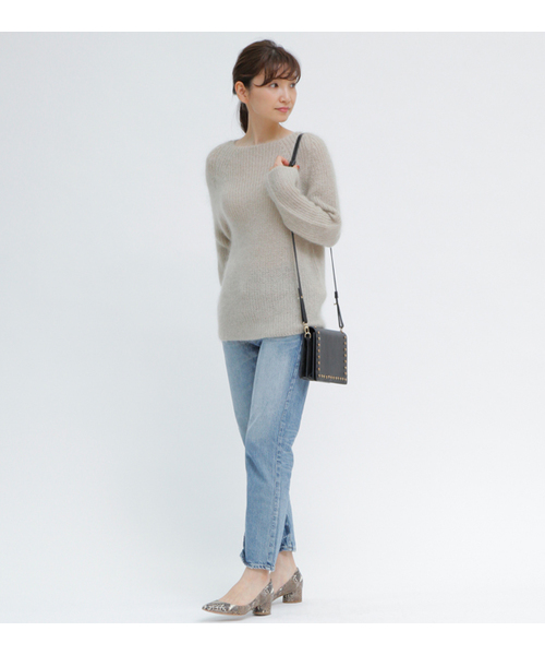 1er Arrondissement（プルミエアロンディスモン）の「ReineⅡ モヘアボートネックプルオーバー（ニット/セーター・レディース・ベージュ/グレー・38）」の4枚目の写真