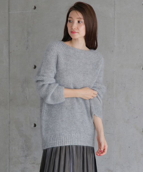 1er Arrondissement（プルミエアロンディスモン）の「ReineⅡ モヘアボートネックプルオーバー（ニット/セーター・レディース・ベージュ/グレー・38）」の6枚目の写真