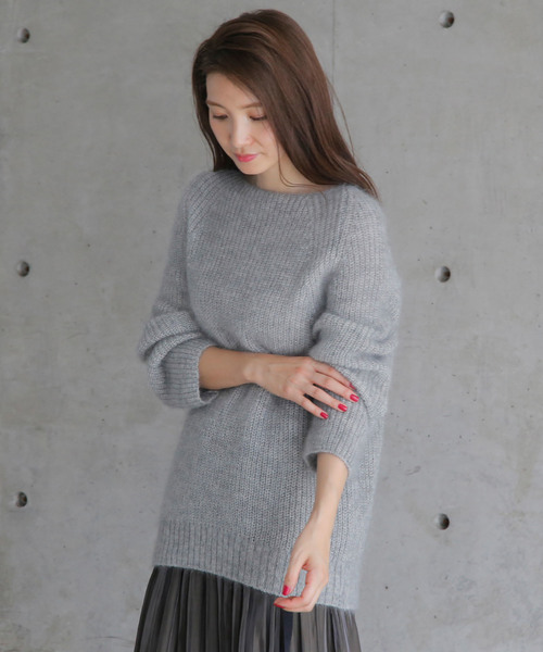 1er Arrondissement（プルミエアロンディスモン）の「ReineⅡ モヘアボートネックプルオーバー（ニット/セーター・レディース・ベージュ/グレー・38）」の7枚目の写真