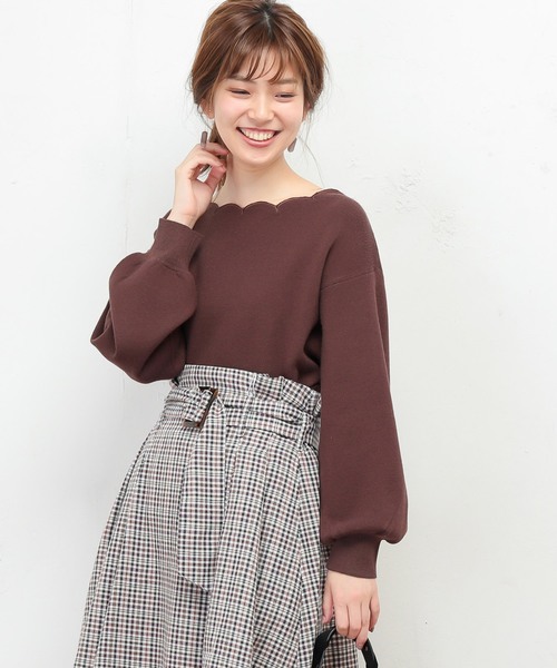 natural couture(ナチュラルクチュール)の「衿ぐりスカラップ刺繍ニット(ニット/セーター・レディース・ブラック/ブラウン/サックスブルー/アイボリー/ピンク系その他・FREE)」の19枚目の写真