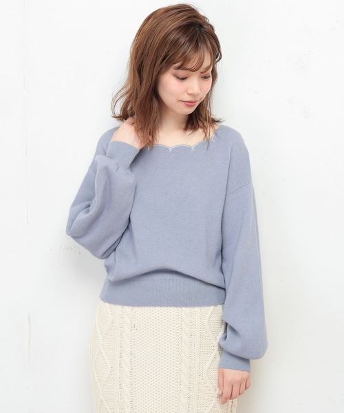 natural couture(ナチュラルクチュール)の「衿ぐりスカラップ刺繍ニット(ニット/セーター・レディース・ブラック/ブラウン/サックスブルー/アイボリー/ピンク系その他・FREE)」の10枚目の写真