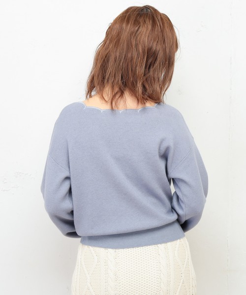 natural couture(ナチュラルクチュール)の「衿ぐりスカラップ刺繍ニット(ニット/セーター・レディース・ブラック/ブラウン/サックスブルー/アイボリー/ピンク系その他・FREE)」の12枚目の写真