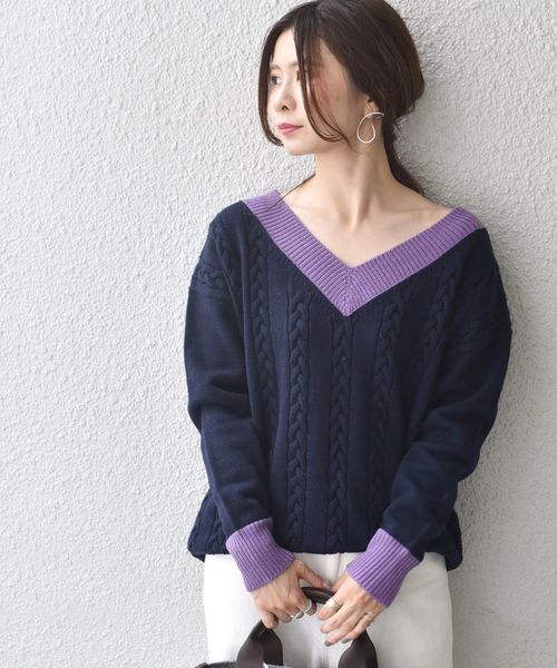SHIPS（シップス）の「Prefer SHIPS:Vネックビッグラインニット