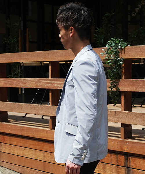 GOSTAR DE FUGA（ゴスタール ジフーガ）の「ストレッチシアサッカーテーラードジャケット（テーラードジャケット・メンズ・ネイビー/カーキ/ホワイト×ブルー・M/L/XL）」の5枚目の写真