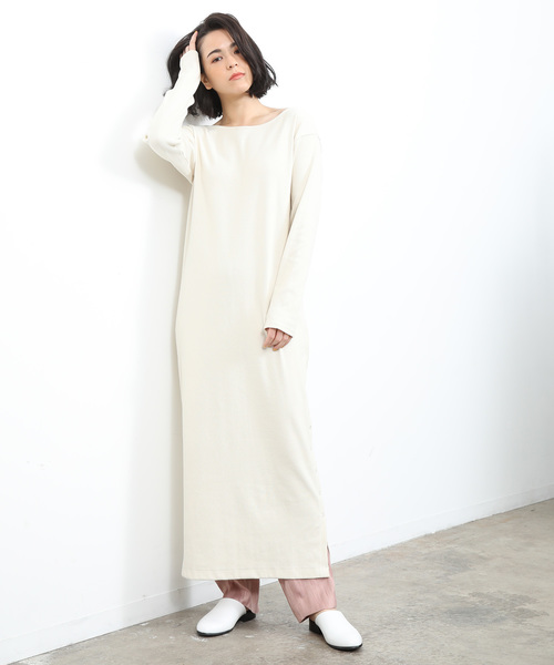 SALON adam et rope'(サロン アダム エ ロペ)の「ベアテレコスリットワンピース(ワンピース・レディース・チャコールグレー/オフホワイト・FREE)」の6枚目の写真