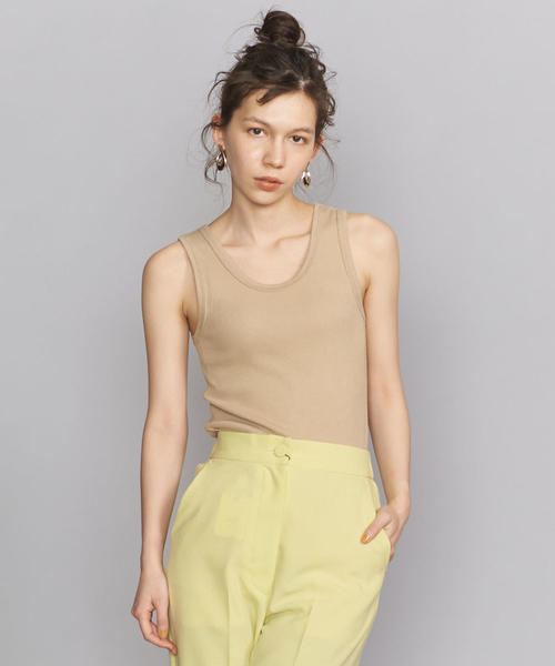 BEAUTY&YOUTH UNITED ARROWS（ビューティーアンドユースユナイテッドアローズ）の「BY テレコタンクトップ（タンクトップ・レディース・ベージュ/ダークグリーン/ブラウン/ホワイト・FREE）」の4枚目の写真
