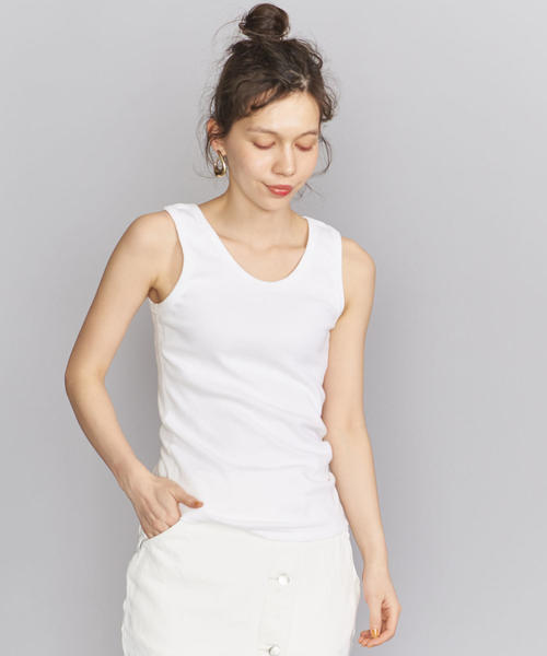 BEAUTY&YOUTH UNITED ARROWS（ビューティーアンドユースユナイテッドアローズ）の「BY テレコタンクトップ（タンクトップ・レディース・ベージュ/ダークグリーン/ブラウン/ホワイト・FREE）」の2枚目の写真