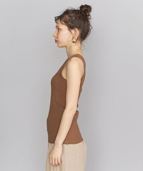 BEAUTY&YOUTH UNITED ARROWS（ビューティーアンドユースユナイテッドアローズ）の「BY テレコタンクトップ（タンクトップ・レディース・ベージュ/ダークグリーン/ブラウン/ホワイト・FREE）」の6枚目の写真