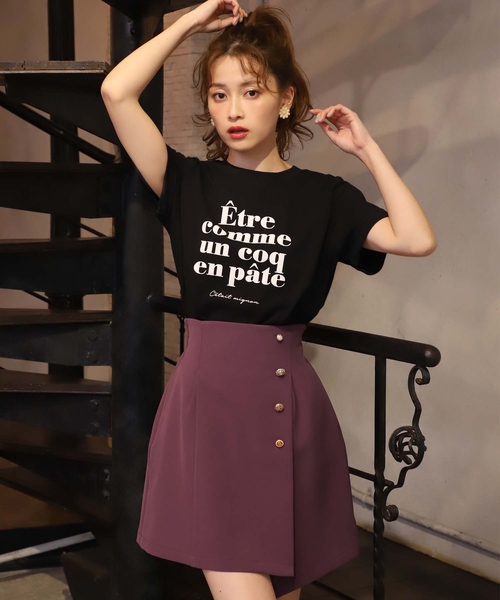 one after another NICE CLAUP（ワンアフターアナザーナイスクラップ）の「ロゴプリントTシャツ（Tシャツ/カットソー・レディース・ブラック/オフホワイト・FREE）」の4枚目の写真