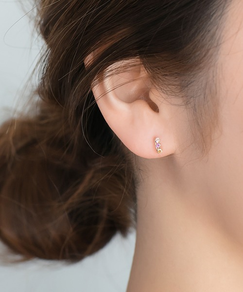 Phoebe(フィービィー)の「<ラストワン>【K10】ラインリップカラーピアス(ピアス(両耳用)・レディース・ピンク/マルチ/クリア・FREE)」の7枚目の写真
