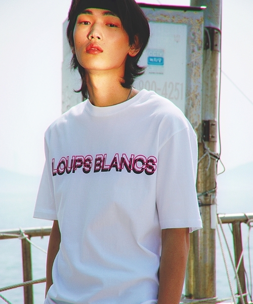 LOUPS BLANCS(ルーブラン)の「【LOUPS BLANCS 】ダブル ロゴ ティーシャツ(Tシャツ/カットソー・メンズ・ホワイト/ブラック/ライトイエロー・L/XL)」の2枚目の写真