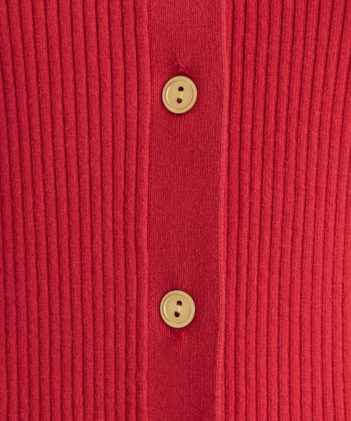 green label relaxing（グリーンレーベルリラクシング）の「[手洗い可能] D リブ メタルボタン Vネック カーディガン（カーディガン/ボレロ・レディース・レッド/ブラウン/ブラック・FREE）」の4枚目の写真