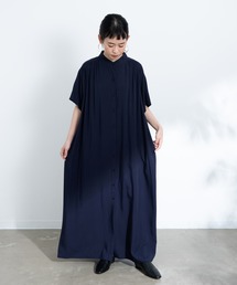 Libra Cue | 【Libra】バンドカラー半袖マキシワンピース(ワンピース)