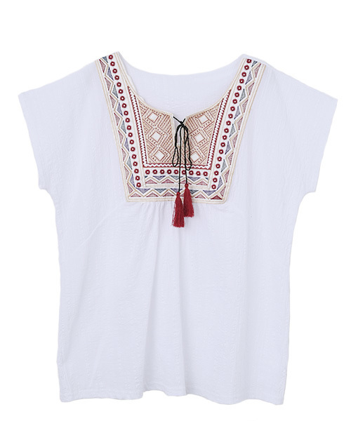 Luz Llena(ラズレナ)の「エスニック刺繍フリンジブラウス(シャツ/ブラウス・レディース・オフホワイト・MEDIUM)」の9枚目の写真