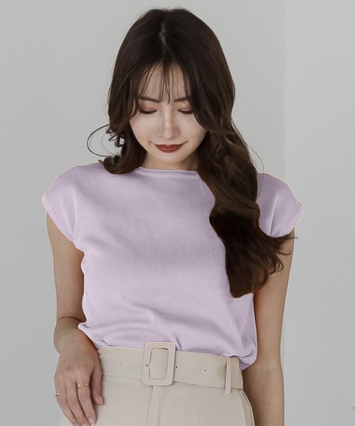 Julia Boutique（ジュリアブティック）の「フレンチスリーブトップス・カットソー/510434（Tシャツ/カットソー・レディース・ホワイト/ブラック/ベージュ/ネイビー/レッド/イエロー/グリーン/ラベンダー/オレンジ・ONE）」の6枚目の写真