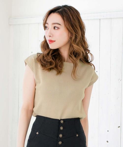 Julia Boutique（ジュリアブティック）の「フレンチスリーブトップス・カットソー/510434（Tシャツ/カットソー・レディース・ホワイト/ブラック/ベージュ/ネイビー/レッド/イエロー/グリーン/ラベンダー/オレンジ・ONE）」の3枚目の写真