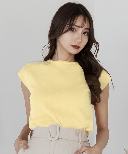 Julia Boutique（ジュリアブティック）の「フレンチスリーブトップス・カットソー/510434（Tシャツ/カットソー・レディース・ホワイト/ブラック/ベージュ/ネイビー/レッド/イエロー/グリーン/ラベンダー/オレンジ・ONE）」の7枚目の写真