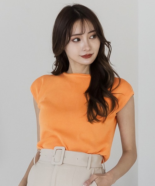 Julia Boutique（ジュリアブティック）の「フレンチスリーブトップス・カットソー/510434（Tシャツ/カットソー・レディース・ホワイト/ブラック/ベージュ/ネイビー/レッド/イエロー/グリーン/ラベンダー/オレンジ・ONE）」の9枚目の写真