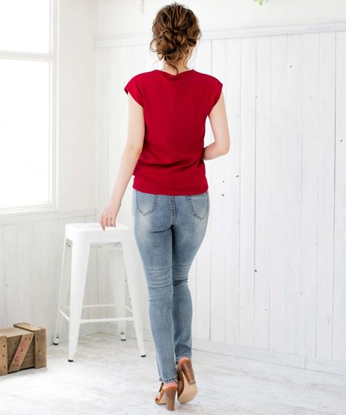 Julia Boutique（ジュリアブティック）の「フレンチスリーブトップス・カットソー/510434（Tシャツ/カットソー・レディース・ホワイト/ブラック/ベージュ/ネイビー/レッド/イエロー/グリーン/ラベンダー/オレンジ・ONE）」の21枚目の写真