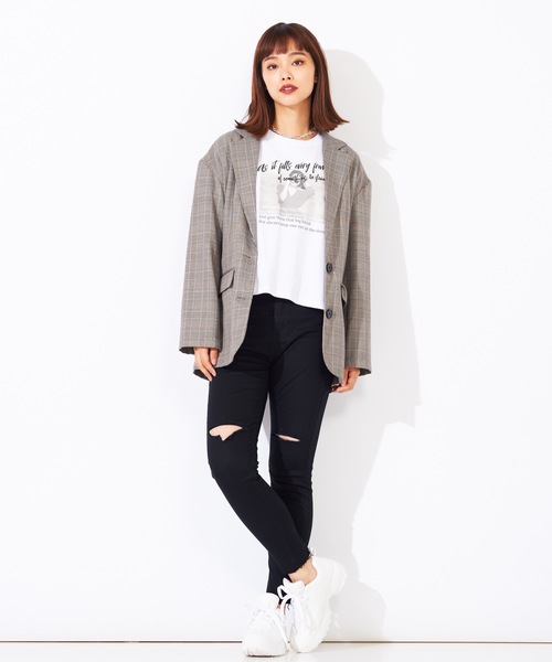 WEGO(ウィゴー)の「WEGO/デイリーハイウエストスラッシュスキニーパンツ(デニムパンツ・レディース・インディゴブルー/ダークインディゴブルー/ブラック・SMALL/LARGE/MEDIUM)」の11枚目の写真